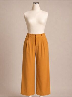 NWT Halara Flex Mustard High Waisted Pleated Wide Leg Work Pants XL Regular